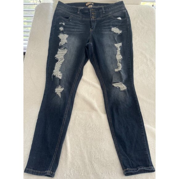 Blue Spice Blue Skinny Jeans Womens Plus‎ Size 16 Distressed - Picture 1 of 10